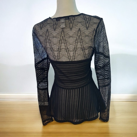 NWOT**BCBG MaxAzria Blk peplum top S - Picture 2 of 6